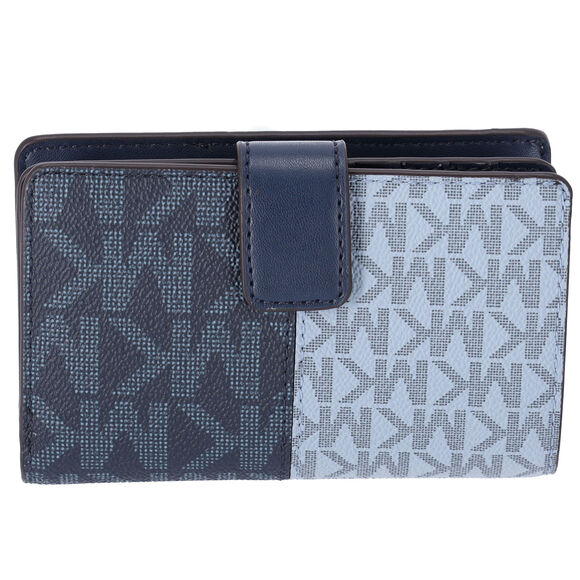 Michael Kors Jet Set Travel Medium Bifold Zip Coin ID Card Wallet Navy Multi - Picture 3 of 6